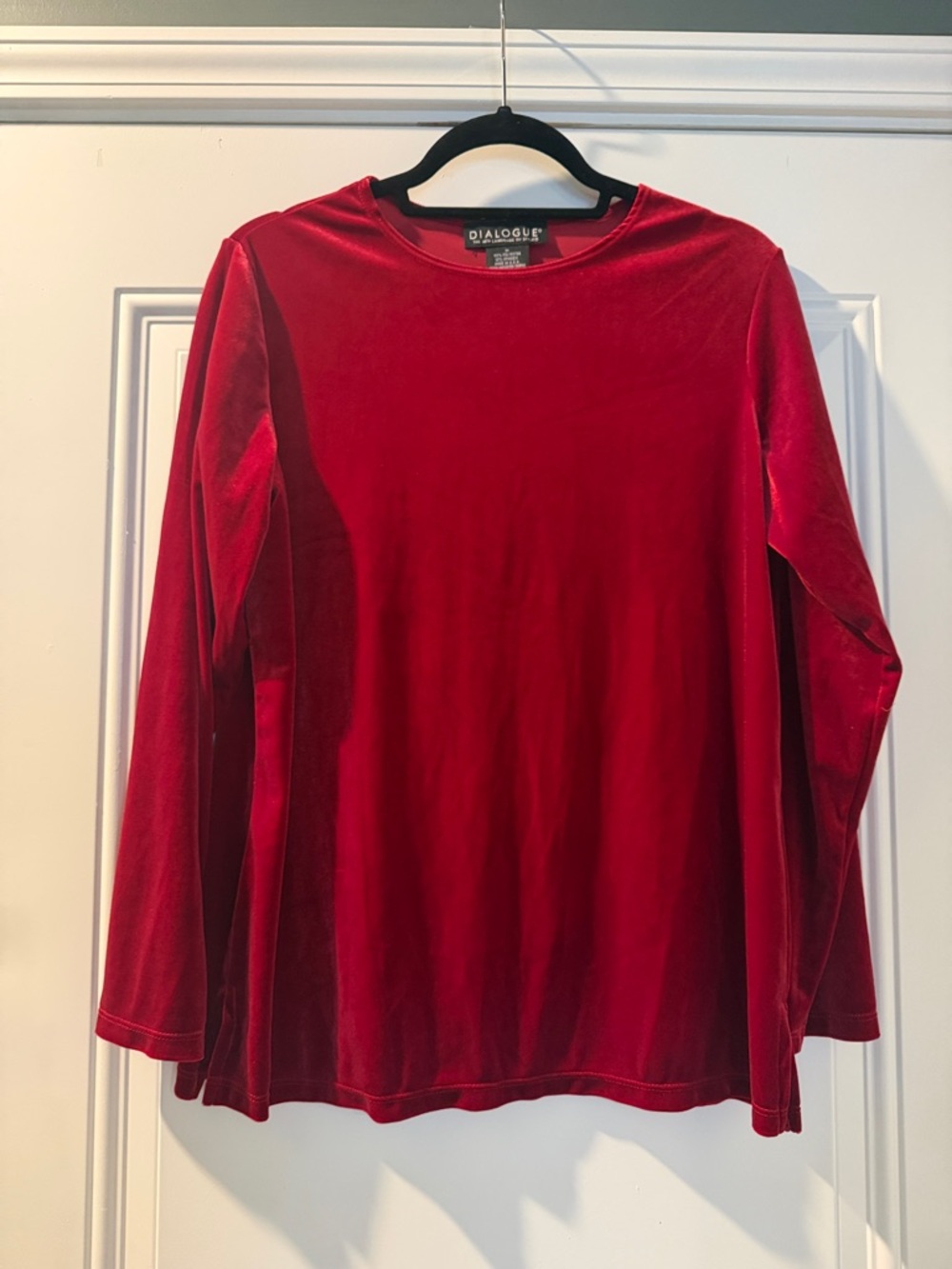 Dialogue Red Velvet Long Sleeve Blouse